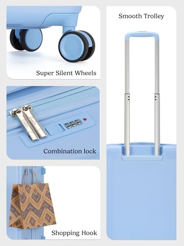 Image of Genie Rhythm Hard Luggage with Organized Interiors and Dual Wheels - Cabin - Sky Breeze