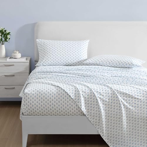 Laura Ashley - Queen Sheets, Cotton Percale Bedding Set, Lightweight & Breathable Home Decor (Francesca Blue, Queen) - Image 3