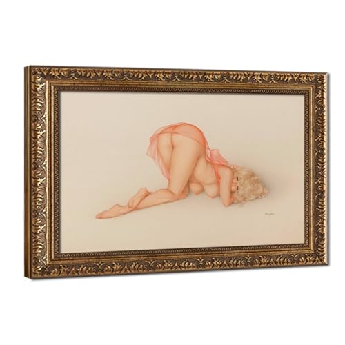 Impression sur toile Pin-up Alberto Vargas cadre rose transparent 40x61 cm