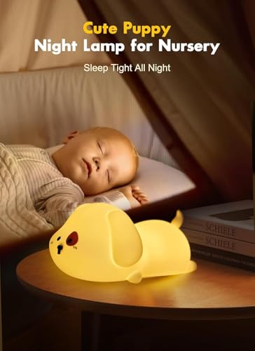 Image of GITGRNTH Rechargeable Silicone Puppy Night Light for Kids | Color-Changing LED Changing Pet Lamp |Adorable Room Decor & Gift for Toddlers, Teens, & Valentine's Day Present (Puppy Lamp, Regular