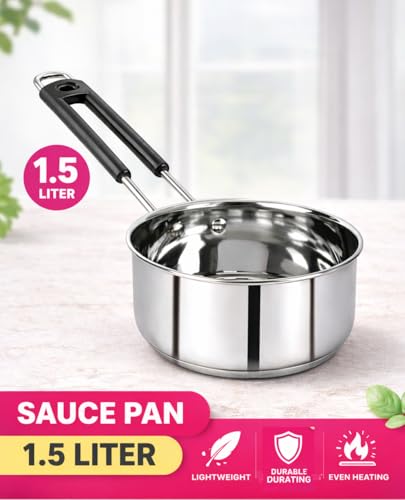Image of 1.5 Liter Stainless Steel Sauce Pan | Heavy Quality 22 Gauge Steel Milk & Tea Pan