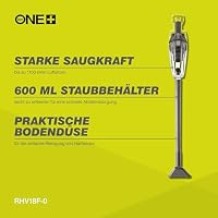 RYOBI 18 V ONE+ Akku-Handstaubsauger RHV18F-0 (1.450 l/min Luftstrom, 600-ml-Staubbehälter, Air Watts 34, ohne Akku und Ladegerät), Grün – Ansicht 3