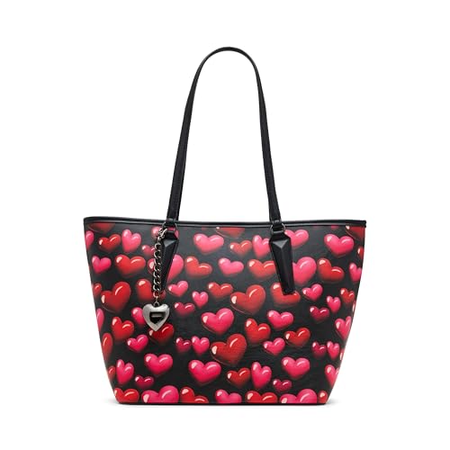 Bolso tote Betsey Johnson Bubble Hearts negro multicolor miniatura 1