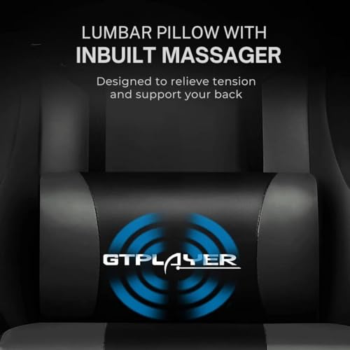 Image of GTPLAYER #1USA Ergonomic Office Chair with Massage Lumbar Cushion & Footrest, PU Leather Chair for Work, Study Chair for Home, Linked Armrests, Adjustable Headrest, 1 Year Warranty (Black)