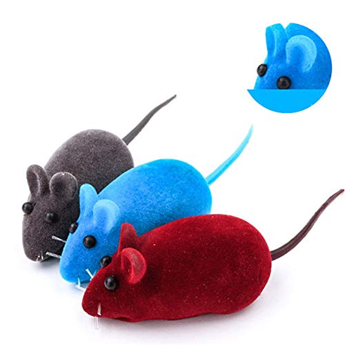 HNQH 5 peças de mouses para gato, rato de flocos de gato, rato de borracha vocal divertido, pequeno