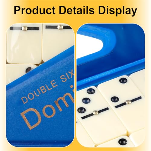 Lotsdonxia Double Six Dominoes Set – Traditional 28-Piece Dominoes with Blue Box, Retro Design for Kids & Adults Board Games and Festival Parties - Image 2