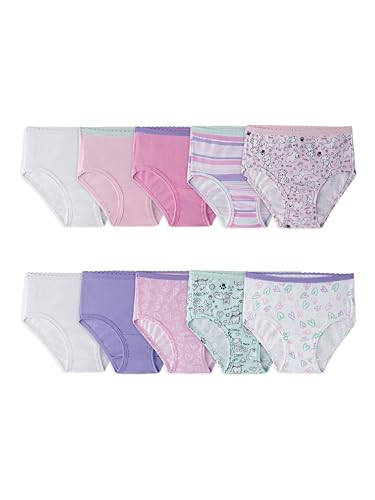 Fruit of the Loom Toddler Girls Tag-free Cotton Underwear Briefs, Brief - 10 Pack - Assorted Colors, 4-5T US