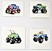 Monster Truck Party Favors (12 Pack)- Pull-Back Trucks, Flags, Rubber Bracelets, Tattoos, and Birthday Button