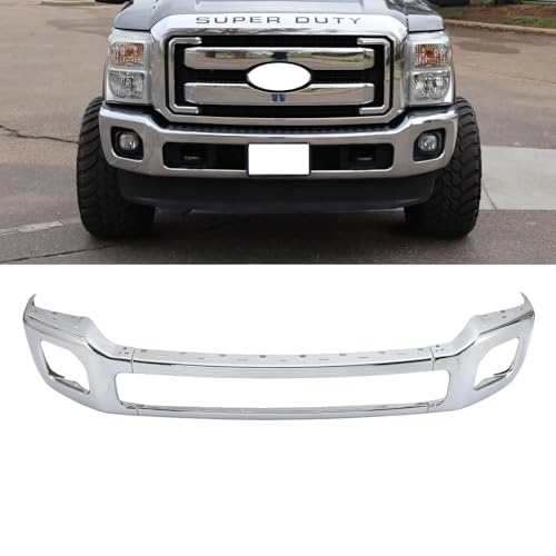 Chrome Front Bumper Face Bar Compatible with 2011-2016 F-250 F-350 Super Duty with Fog Light Holes FO1002416 -Split Style Design
