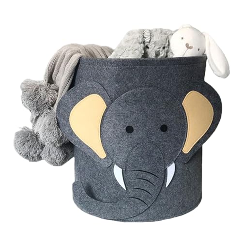LaresDay Spielzeugaufbewahrungseimer & Wäschekorb für Kinder - 35x35 cm Niedliche Muster, Multifunktionaler Aufbewahrungskorb für Spielzeug, Kleidung, Babyzimmer, Kinderzimmer (Elefanten)