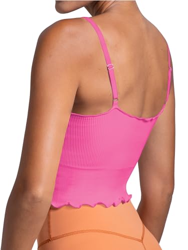 Image of Sunzel Tank Top for Women, V Neck Seamless Ribbed Crop Camisole with Ruffles