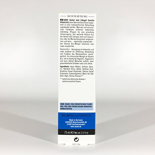 SANTE Zahngel Vitamin B12 (5 x 75 ml) minzig-süßlicher Geschmack, Bio Zahnpasta, Vegan, Fluoridfrei, Naturkosmetik – Bild 5
