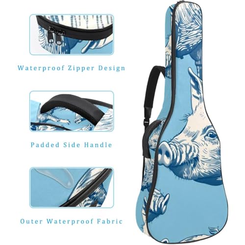 Housse guitare acoustique antichoc et imperméable motif cochon amusant - 4