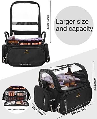 Relavel Makeup Brush Bag, Stand Up Makeup Brush Holder, Travel Makeup Bag, Professional Makeup Storage Cup, Waterproof Cosmetic Organizer Bag with Adjustable Strap and Dividers