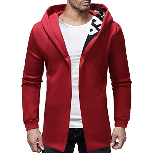 Rovinci_Letter Print Stitching Hoodie Sweatshirts for Men 2021 Casual Coats Jackets Splicing Hooded Solid Trench Front Open Cardigan Long Sleeve Outwear Blouse