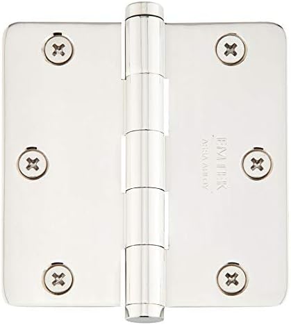 Emtek 92023 3.5 x 3.5 Plain Bearing 1/4 Radius Corners Mortise Hinge - Pair, Polished Nickel