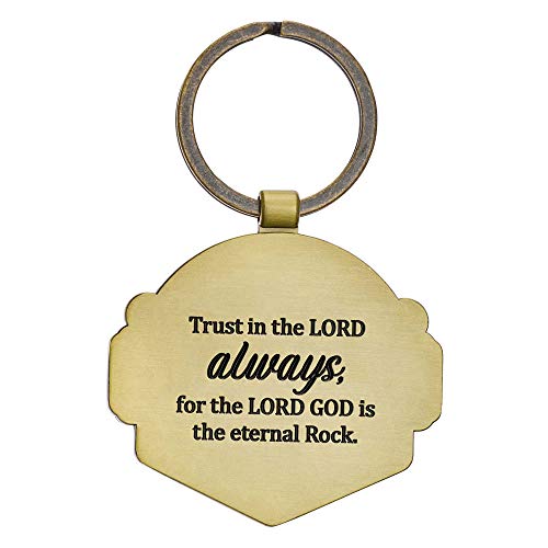 Dark Navy & Gold Metal Scripture Keychain | Trust In The Lord Always Isaiah 26:4 Bible Verse | Inspirational Keychain For Men And Women #TOP1