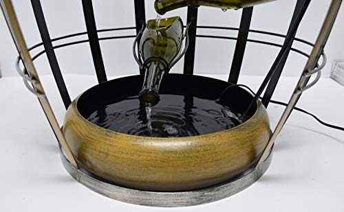 Vintage Metal Barrel Design Cascading Waterfall Floor Water Fountain With Tiering Wine Bottles Yard Art Decor #TOP6