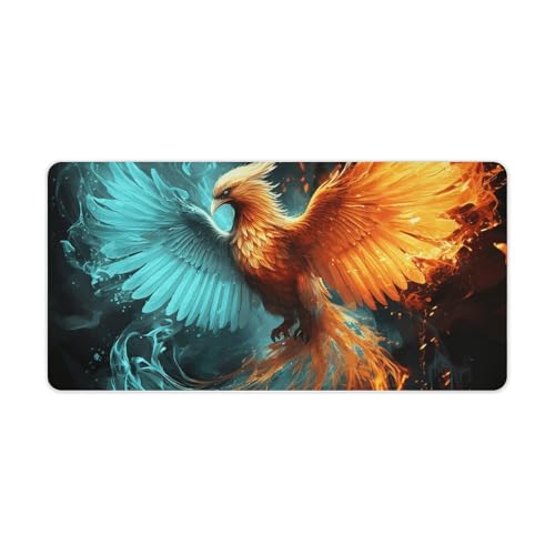 Grand tapis de souris de bureau 30,5 x 61 cm motif phénix antidérapant