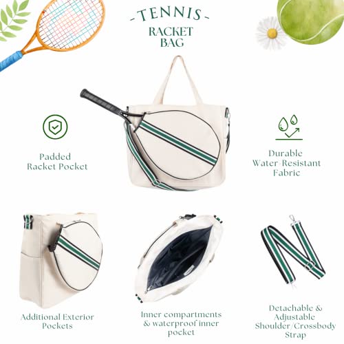 Mini Momo Tennis Bag Racket Tote Gym Bag - Sports Racquet Case Shoulder Strap Women Badminton, Squash (Brown Multi) #TOP2