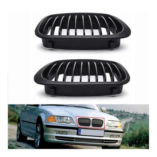 Rejilla frontal negra de acabado brillante con protector integrado para Serie 3 E46 2