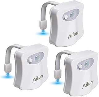 Toilet Night Light 3Pack by Ailun Motion Activated LED Light 8 Colors Changing