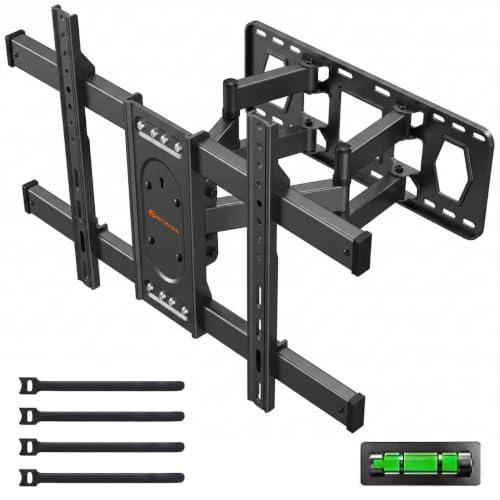 Full Motion TV Wall Mount for Most 42-85 inch Flat Screen/LED/4K Swivel Tilt Extension Level Bracket with Dual Articulating Arms Max VESA 600x400mm Holds up to 132lbs with Hole Drilling Template