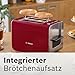 Bosch Toaster Styline TAT8614N, integrierter Brötchenaufsatz, Liftfunktion, Auftaufunktion, Abschaltautomatik, Brotzentrierung, 800 W, Edelstahl/rot