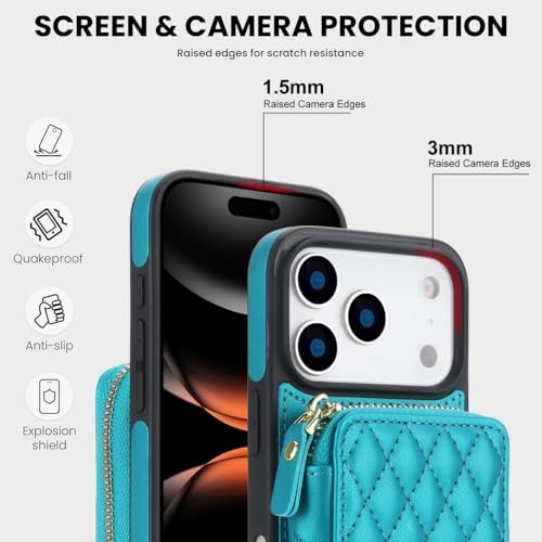 Étui pour iPhone XR vert : housse portefeuille à rabat en cuir avec fermeture éclair pratique