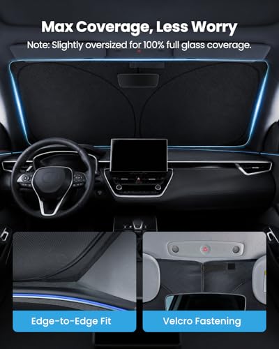 REEVAA 2026 3rd Pro Windshield Sunshade for 2019-2026 Toyota Corolla | Dual-Layer Heat & Sun Defense, OEM Design | Foldable Sun Shade Car Accessories with Storage Bag — view 5