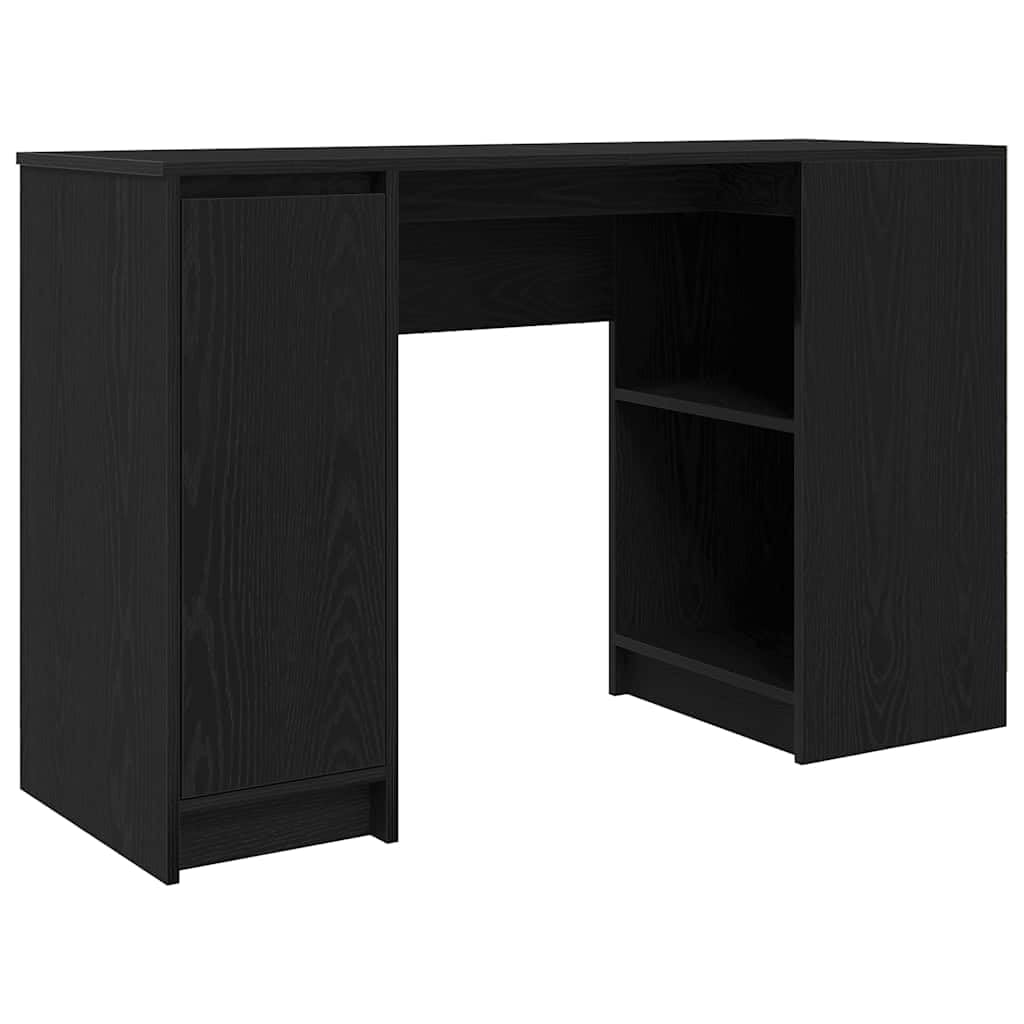 Scrivania Porta PC Rovere Nero 120x42x76 cm in Legno Tecnico | Tavolo da lavoro salvaspazio con scomparti integrati, ideale per organizzare studio, soggiorno o ufficio domestico.
