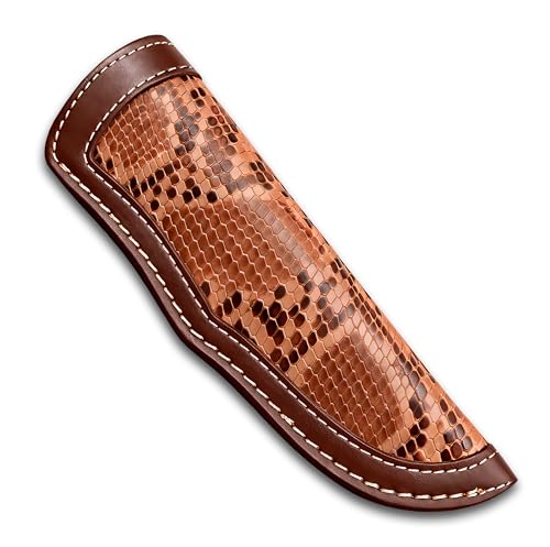 Custom Premium Quality Leather Sheath, Tooled Snake Skin Leather Sheath, Hunting Knife Sheath, Universal Knife Sheath, Fit up to 7.0" Blade, 100% Real Laether (Snake Skin, 7.0" Inches) by Hercules Knives - Used condition - US$19.03