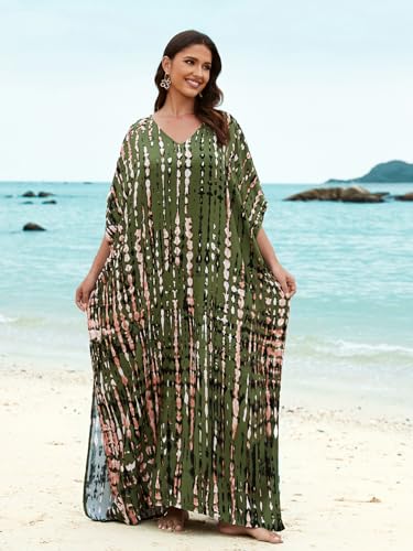 Image of Kaftan Dresses for Women Plus Size Bathing Suit Cover up Caftan Maxi Beach Dresses