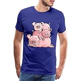 Spreadshirt® Cochons Heureux en Pile. T-Shirt Premium Homme, 4XL, Bleu Roi