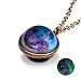 Gaddrt Schmuck Kettenanhänger Kette Im Dunkeln leuchten Galaxy System Doppelseitige Glaskuppel Planet Halskette Anhänger (B)