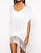 Yonala Women's White Chiffon Fringe Beachwear Dress Swimsuit Bikini Cover-Up White One Size
