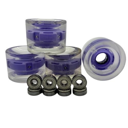 70MM 78A Ghost LED Longboard Wheels. Light up Wheels Make it Fun to Ride in The Dark, Watch Them Light Up and Glow! ABEC-7 Ghost Bearings. See Through Light Up Wheels. (Purple)