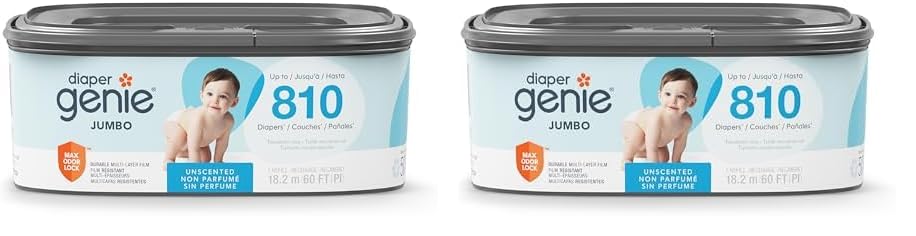 Image of The Diaper Genie Jumbo Square Refill, with Continuous Film, can Hold up to 810 Newborn-Sized Diapers per Refill. (Pack of 2)