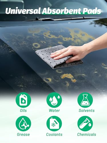 Image of Heavy Duty Oil Absorbent Pads 9.8 inch x 13 inch 200 Pcs Automotive Absorbent Pads