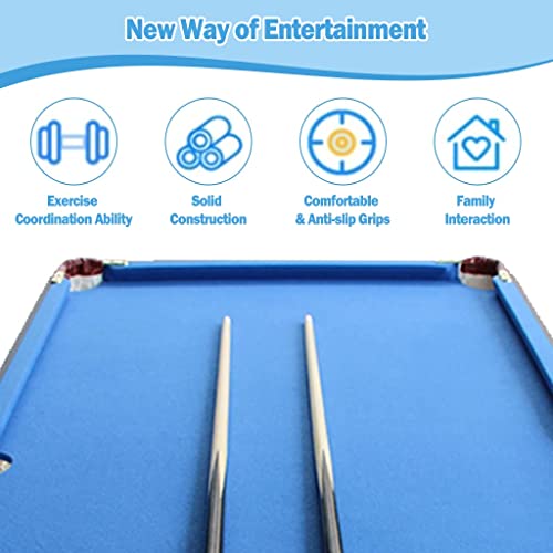 Kakiblin 55" Folding Pool Table Set Mini Billiard Pool Table Portable Table Top Snooker Game With Accessory, Simple Assembly, Blue #TOP5