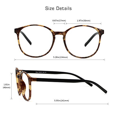 Image of VisionGlobal Blue Light Blocking Glasses for Women /Men, Anti Eyestrain, Stylish Oval Frame, Anti Glare (Tortoise, +0.25 Magnification)