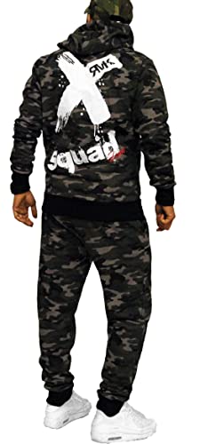 RMK Herren Trainingsanzug Jogginganzug Sportanzug Streetwear Jogger Hausanzug A.2253 Camouflage 3XL