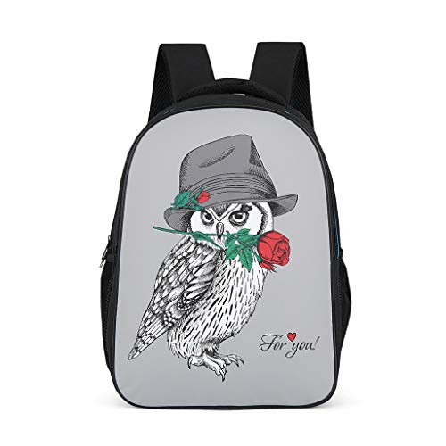 Unisex-Kinder Schulrucksack Eule Rose Schulranzen Schultasche Daypack Rucksack Backpack für Jungen Mädchen Cover