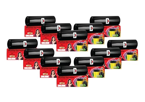 Shalimar Premium (Lavender Fragrance) Scented Garbage Bags | Medium 19 X 21 Inches | 360 Bags (30 Bags X 12 Rolls) | Dustbin Bag/Trash Bag | (Black) - Perforated Box for Easy Dispensing