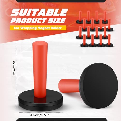 Image of 16 Pcs Red Car Vinyl Wrap Magnets Holder Tool Kits for Car Wrapping and Crafts Sign Making Window Tint Tools Magnets
