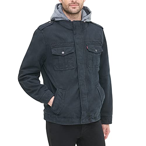 Image of Levi's Men's Washed Cotton Hooded Military Jacket (Regular & Big & Tall Sizes)