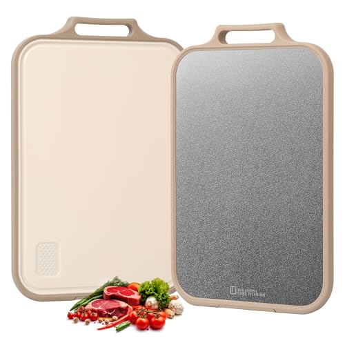 Titanium Cutting Boards for Kitchen, 2-in-1 Double-Sided Chopping Board, Food Grade Titanium Cutting Board/PP, Easy to Clean, for Chopping Meat/Vegetables/Fruit Dishwasher Safe (16 x 10 in)
