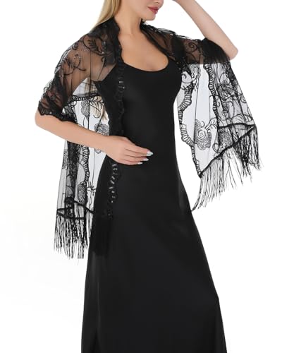 Sequin Floral Shawls and Wraps for Evening Dresses,Formal Wedding Party Shawl,Scarve for Women Long Large Shawls3