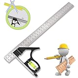 【Hochpräzise Fertigung】 Nehmen Sie Lasertechnologie für Hochpräzisionsfertigung, doppelseitiges Lineal in mm und cm Skala Abstufungen. Geprägte Graduierung für einfaches Lesen und Haltbarkeit, Geeignet zum Messen, Anreißen, Layout usw.