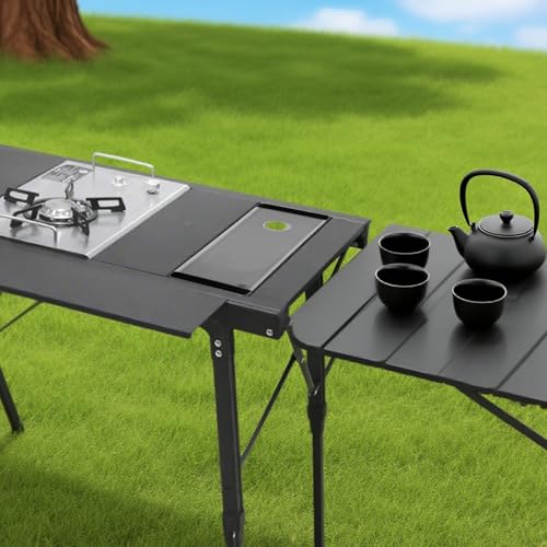 Table de camping amovible avec support d'organisation de cuisine
